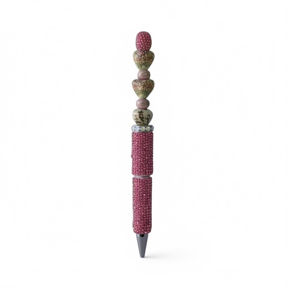 Made By Me Other - Handcrafted Lampwork Glass & Porcelain Beaded Pen with Silver Accents